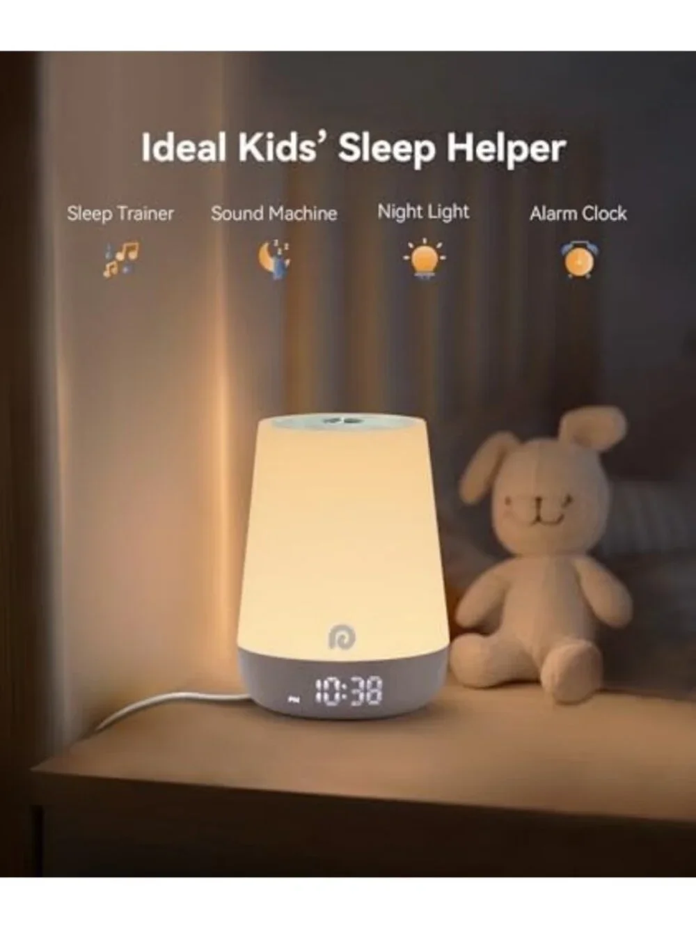 Soothing White Noise Sound Machine with Night Light & Alarm Clock for Kids